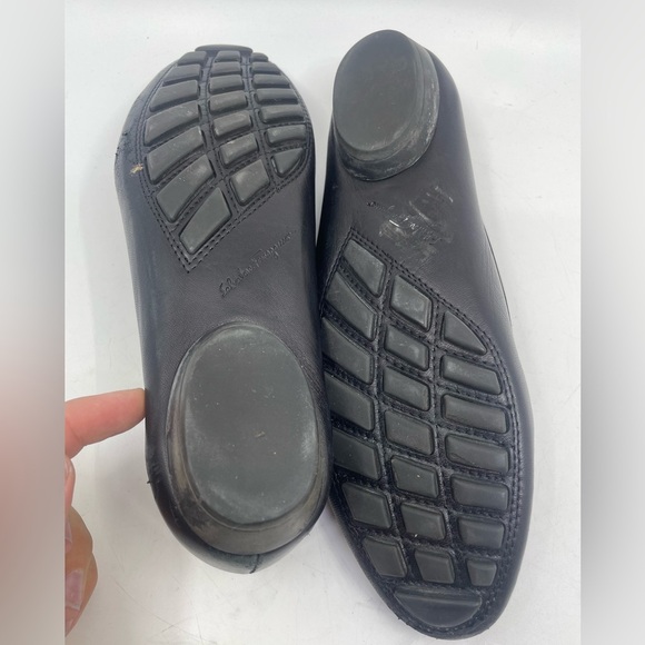 Salvatore Ferragamo Black Loafers with Gold Accent - Picture 12 of 13